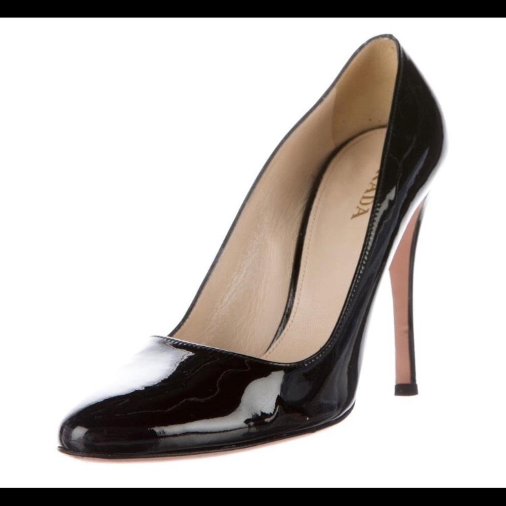 Prada black patent heels
